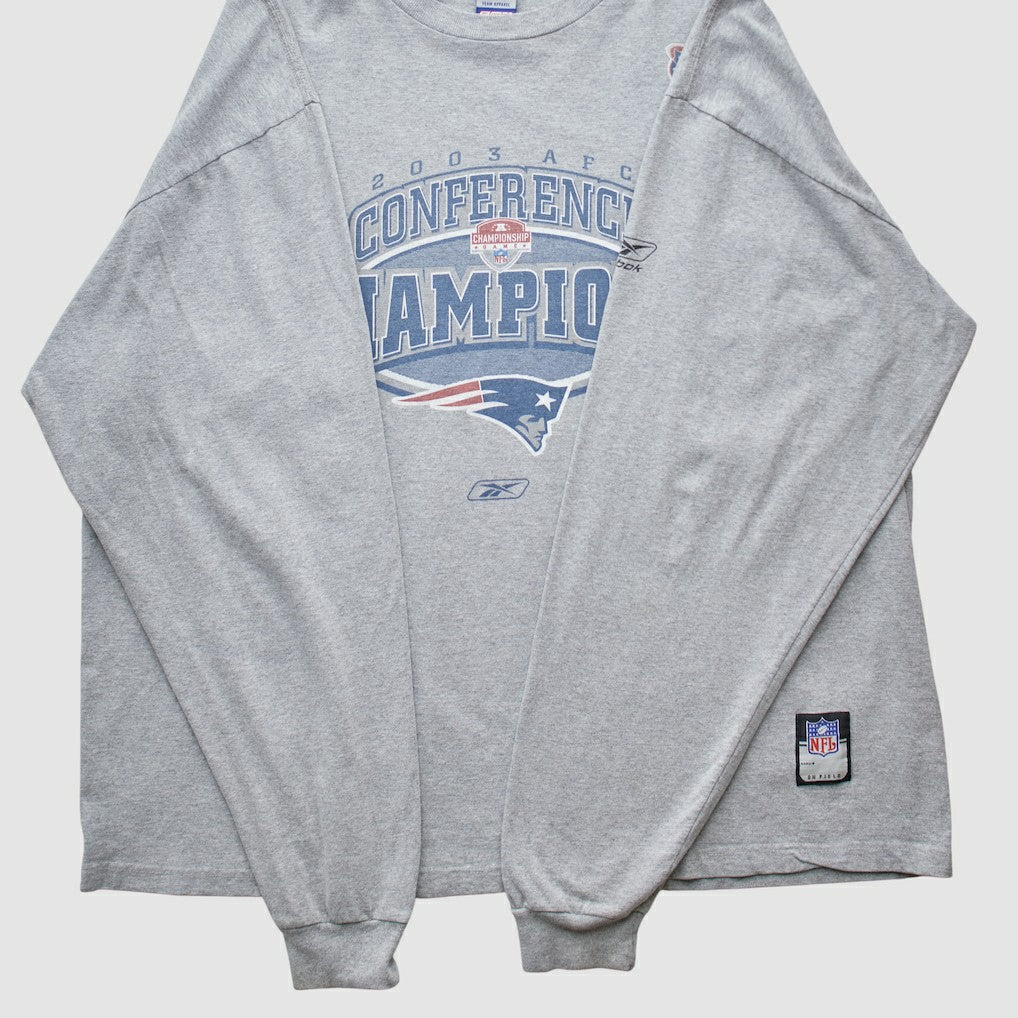 Fanatics New England Patriots Reebok 2003 Long Sleeve T-shirt Heather Gray Vintage