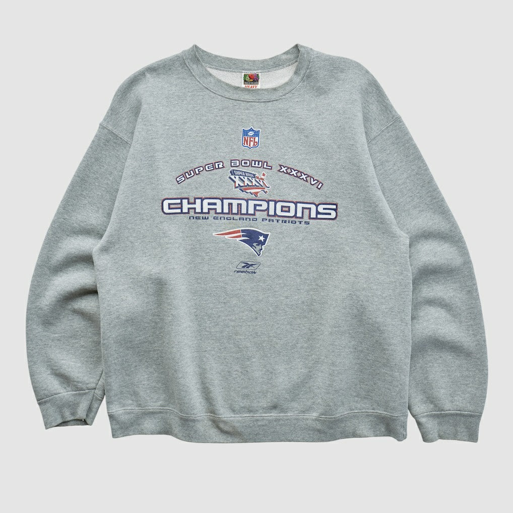 Fanatics Super Bowl XXXVI Fruit of The Loom 2002 Pullover Sweatshirt Heather Gray Vintage