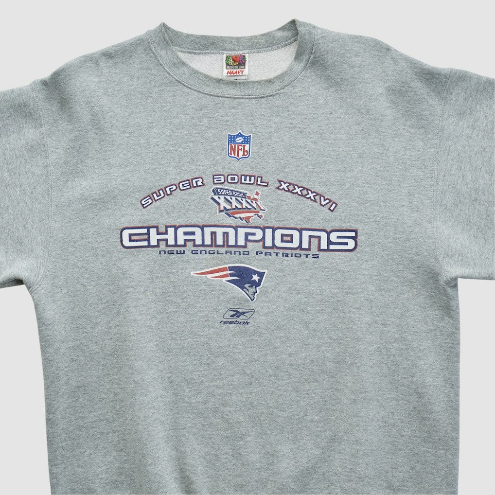 Fanatics Super Bowl XXXVI Fruit of The Loom 2002 Pullover Sweatshirt Heather Gray Vintage