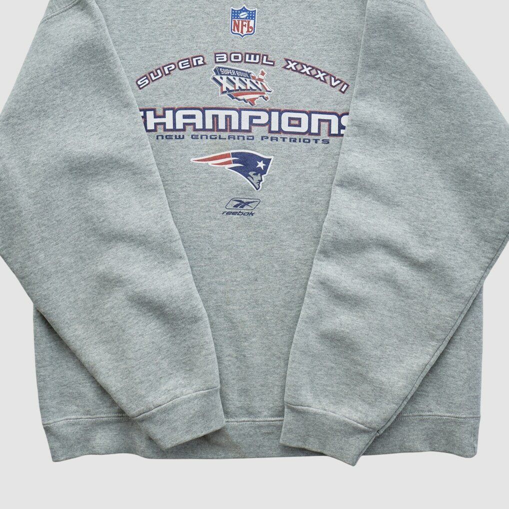 Fanatics Super Bowl XXXVI Fruit of The Loom 2002 Pullover Sweatshirt Heather Gray Vintage