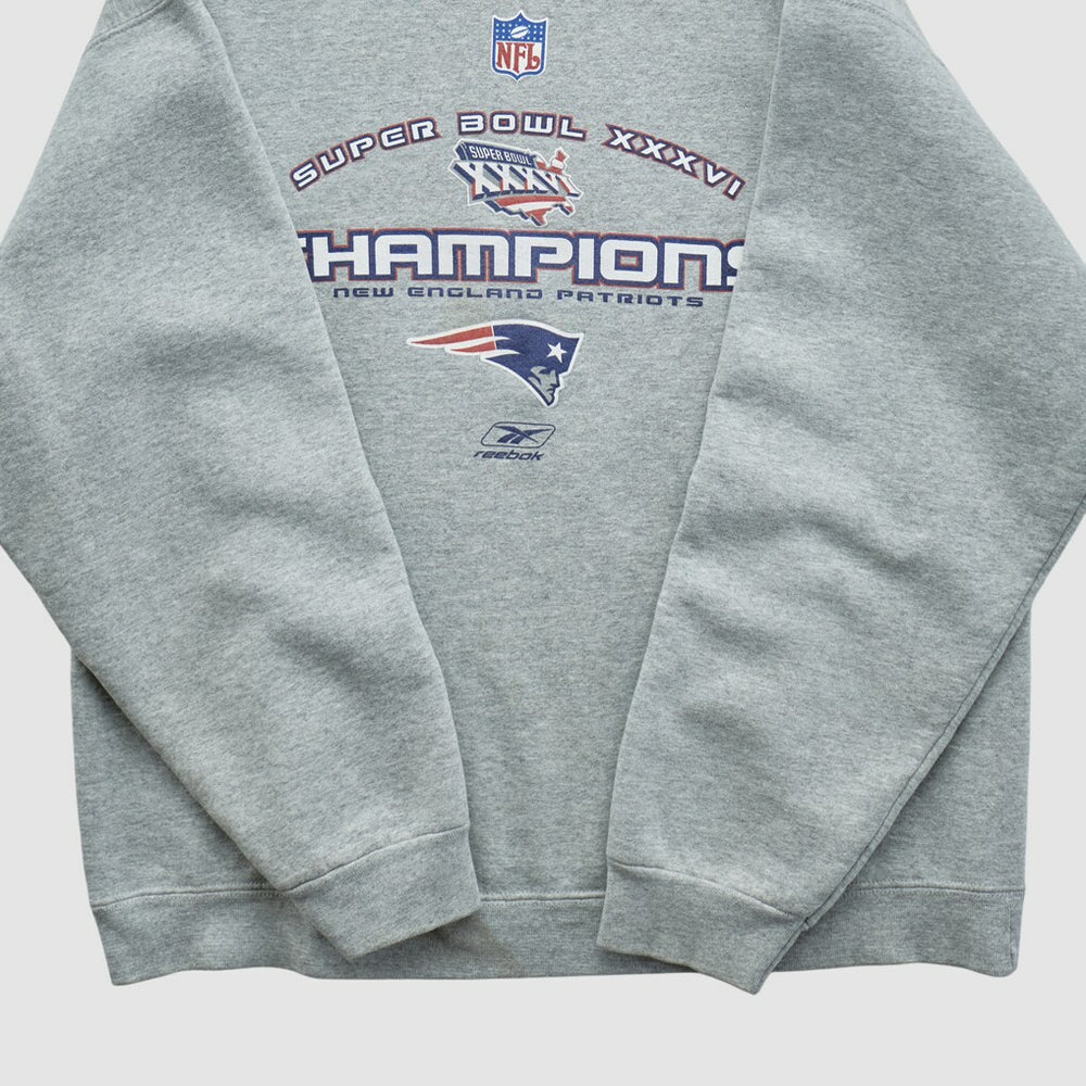 Fanatics Super Bowl XXXVI Fruit of The Loom 2002 Pullover Sweatshirt Heather Gray Vintage