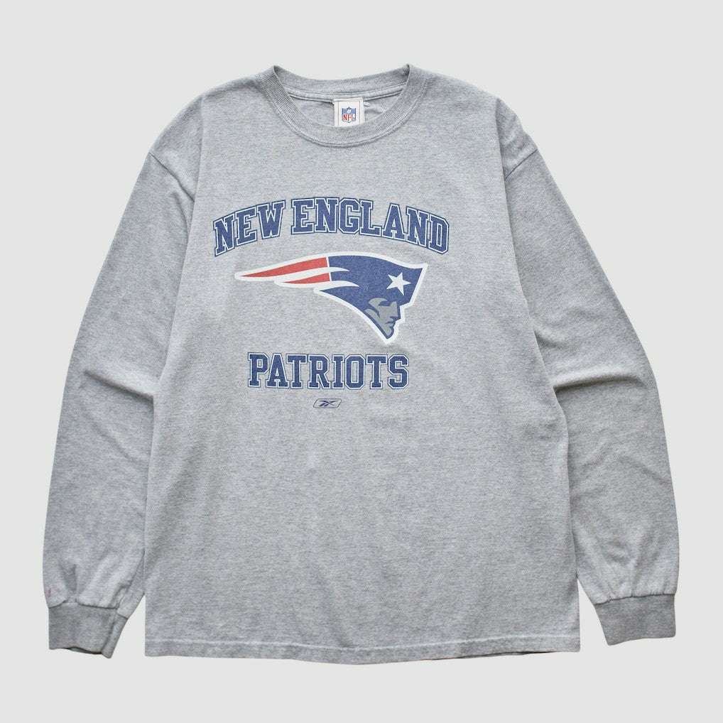 Fanatics New England Patriots Reebok 2000s Long Sleeve T-shirt Heather Gray Vintage