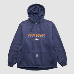 Fanatics Denver Broncos Reebok 2000s Hooded Pullover Sweatshirt Navy Vintage