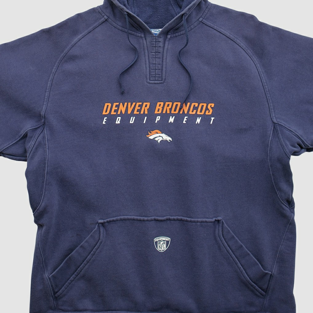Fanatics Denver Broncos Reebok 2000s Hooded Pullover Sweatshirt Navy Vintage