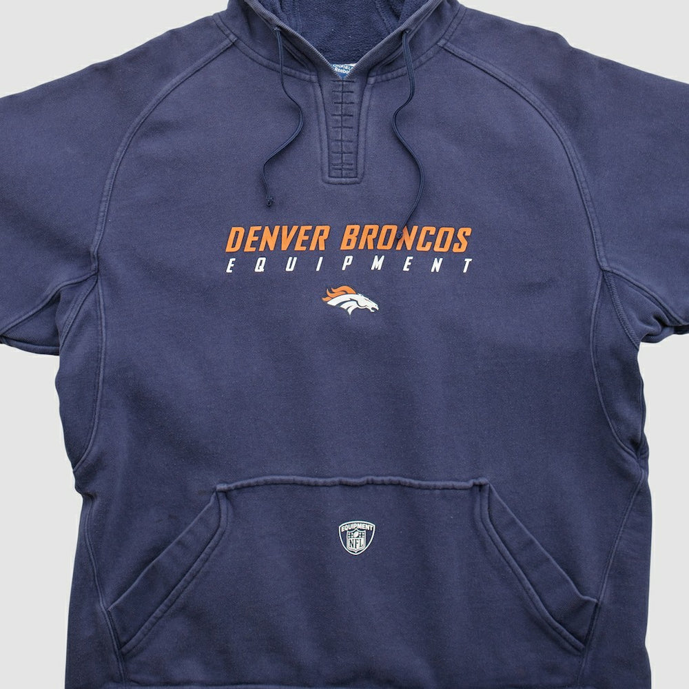 Fanatics Denver Broncos Reebok 2000s Hooded Pullover Sweatshirt Navy Vintage