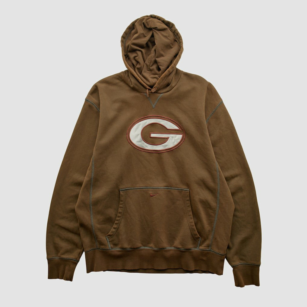 Fanatics Green Bay Packers 2000s Hooded Pullover Sweatshirt Brown Vintage