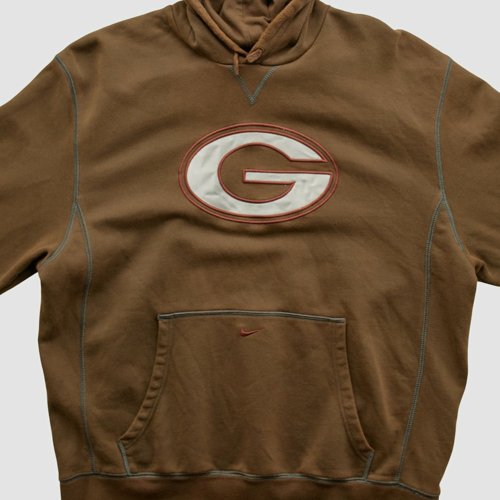 Fanatics Green Bay Packers 2000s Hooded Pullover Sweatshirt Brown Vintage