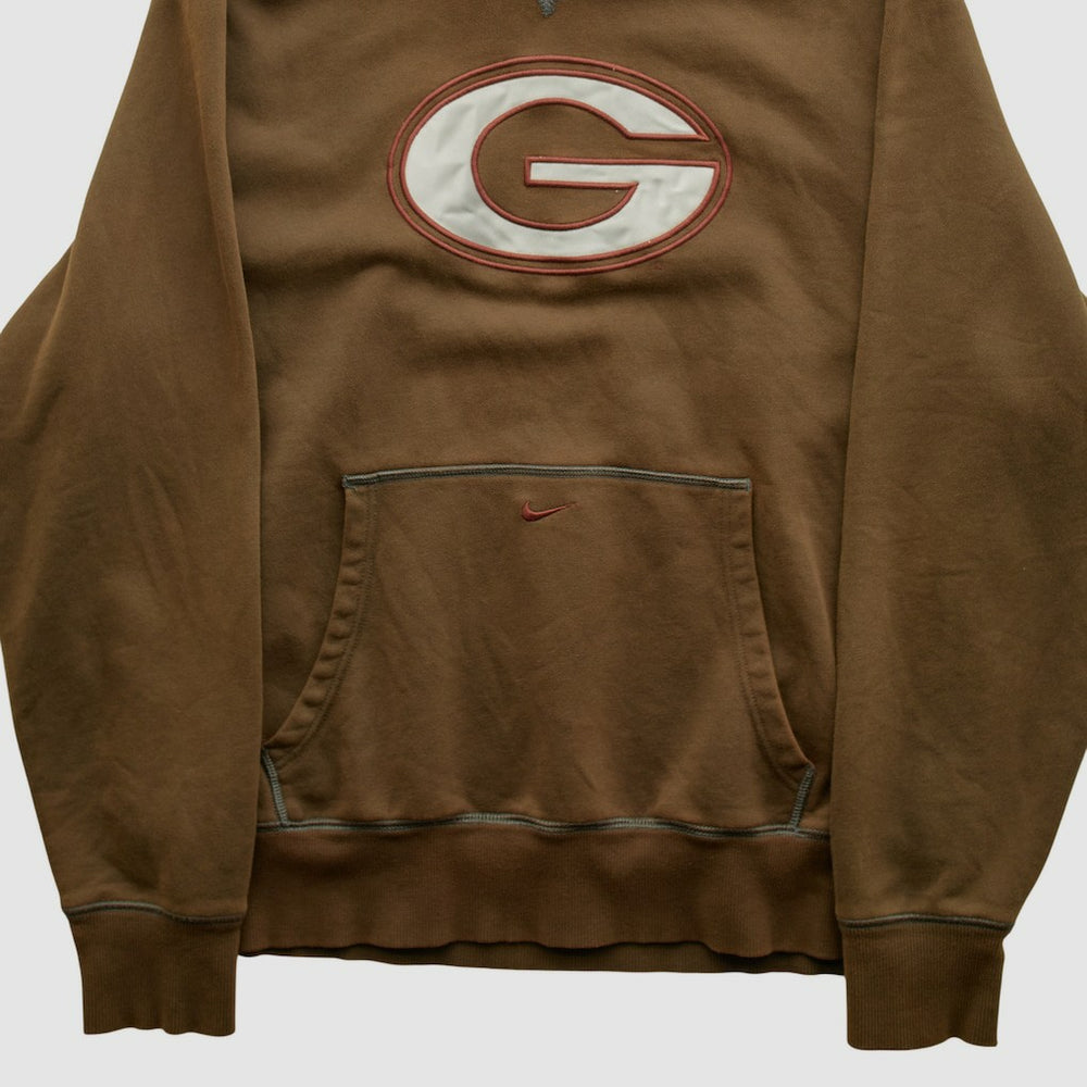 Fanatics Green Bay Packers 2000s Hooded Pullover Sweatshirt Brown Vintage