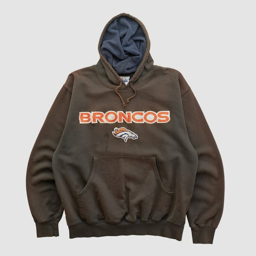Fanatics Denver Broncos Majestic 2000s Hooded Pullover Sweatshirt Brown Vintage
