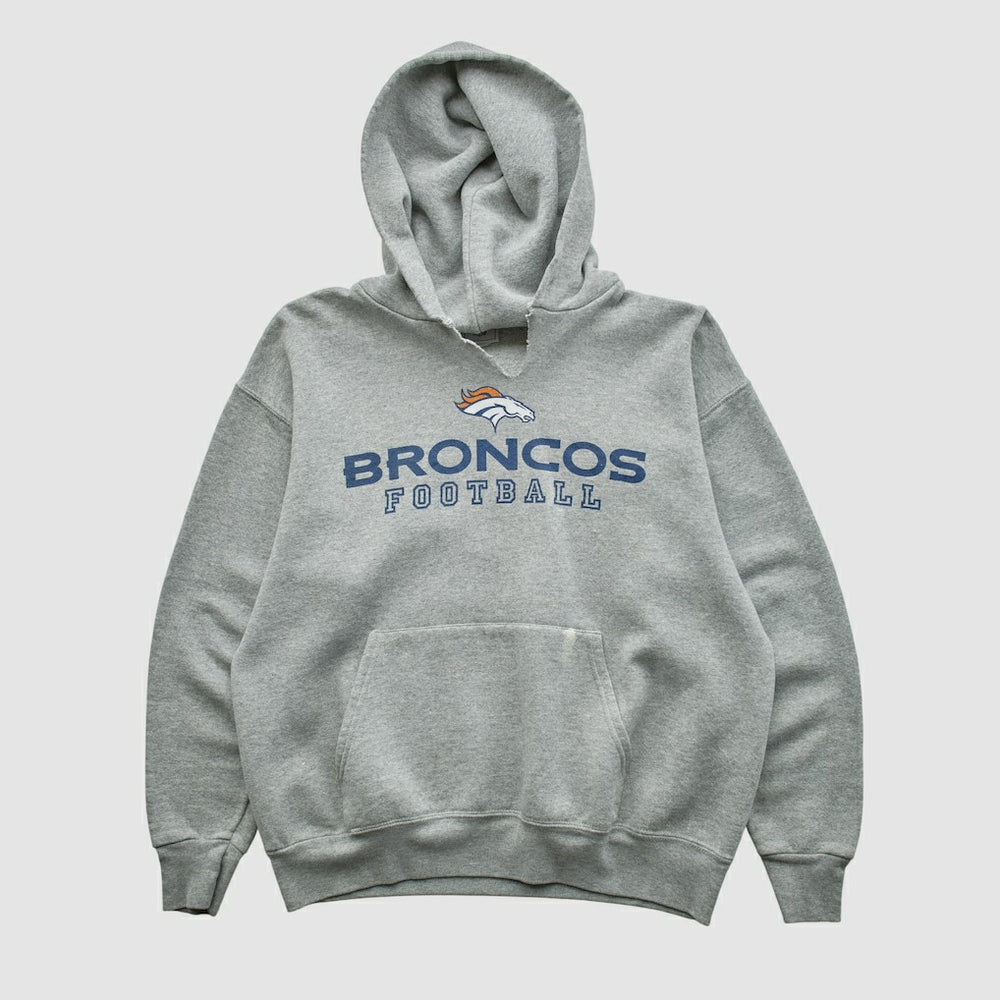 Fanatics Denver Broncos NFL 2000s Hooded Pullover Sweatshirt Heather Gray Vintage