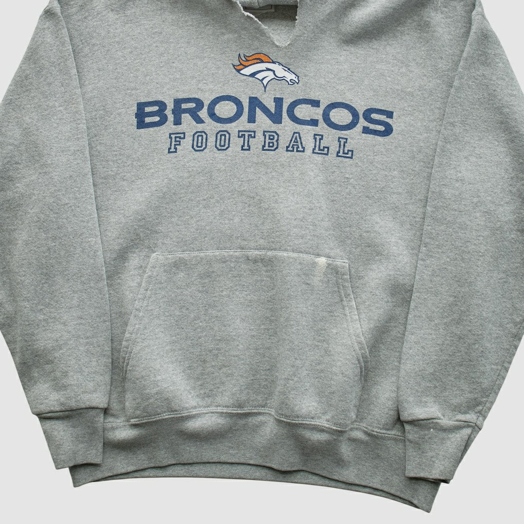 Fanatics Denver Broncos NFL 2000s Hooded Pullover Sweatshirt Heather Gray Vintage