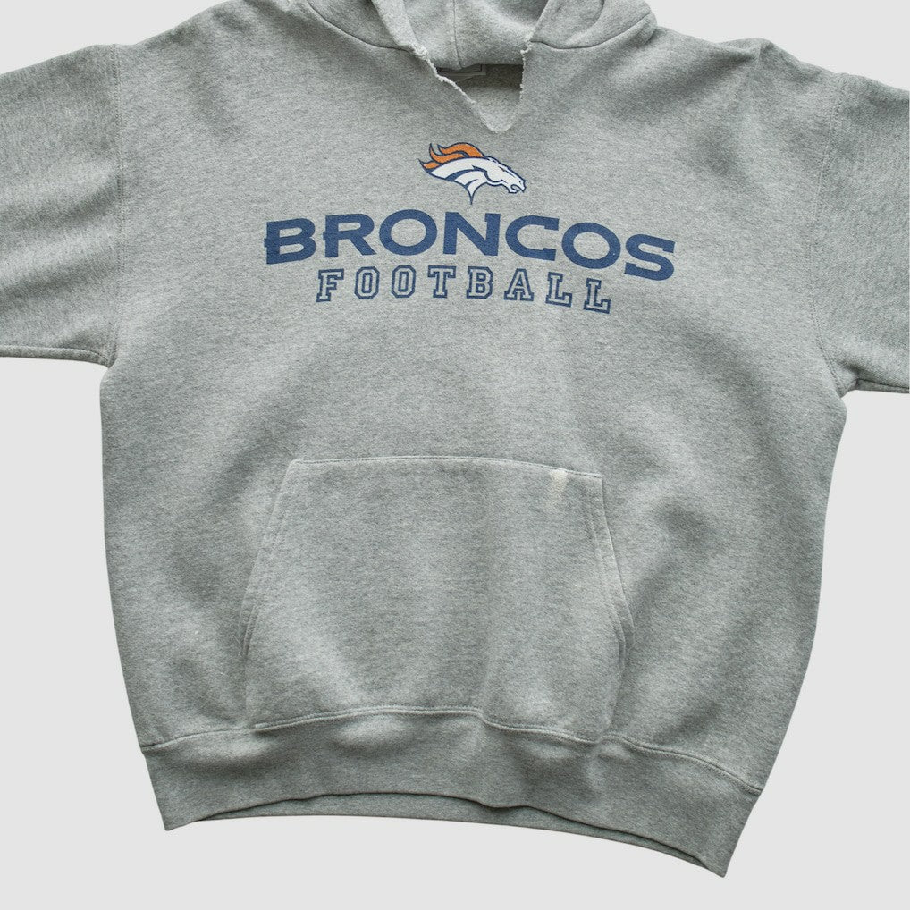 Fanatics Denver Broncos NFL 2000s Hooded Pullover Sweatshirt Heather Gray Vintage