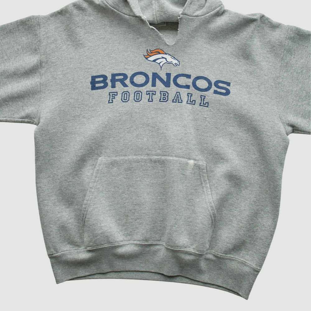 Fanatics Denver Broncos NFL 2000s Hooded Pullover Sweatshirt Heather Gray Vintage