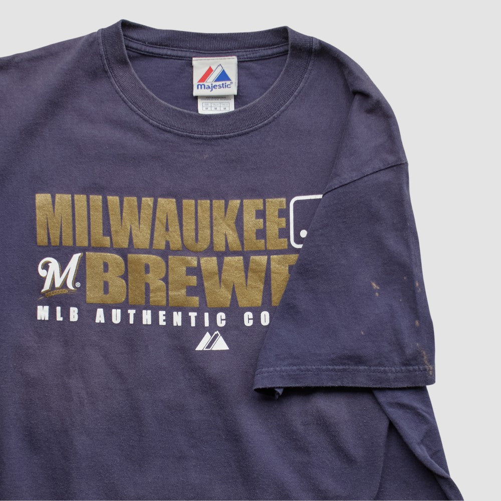 Milwaukee Brewers Majestic 2008 T-shirt - Navy - Vintage - Fanatics Discount