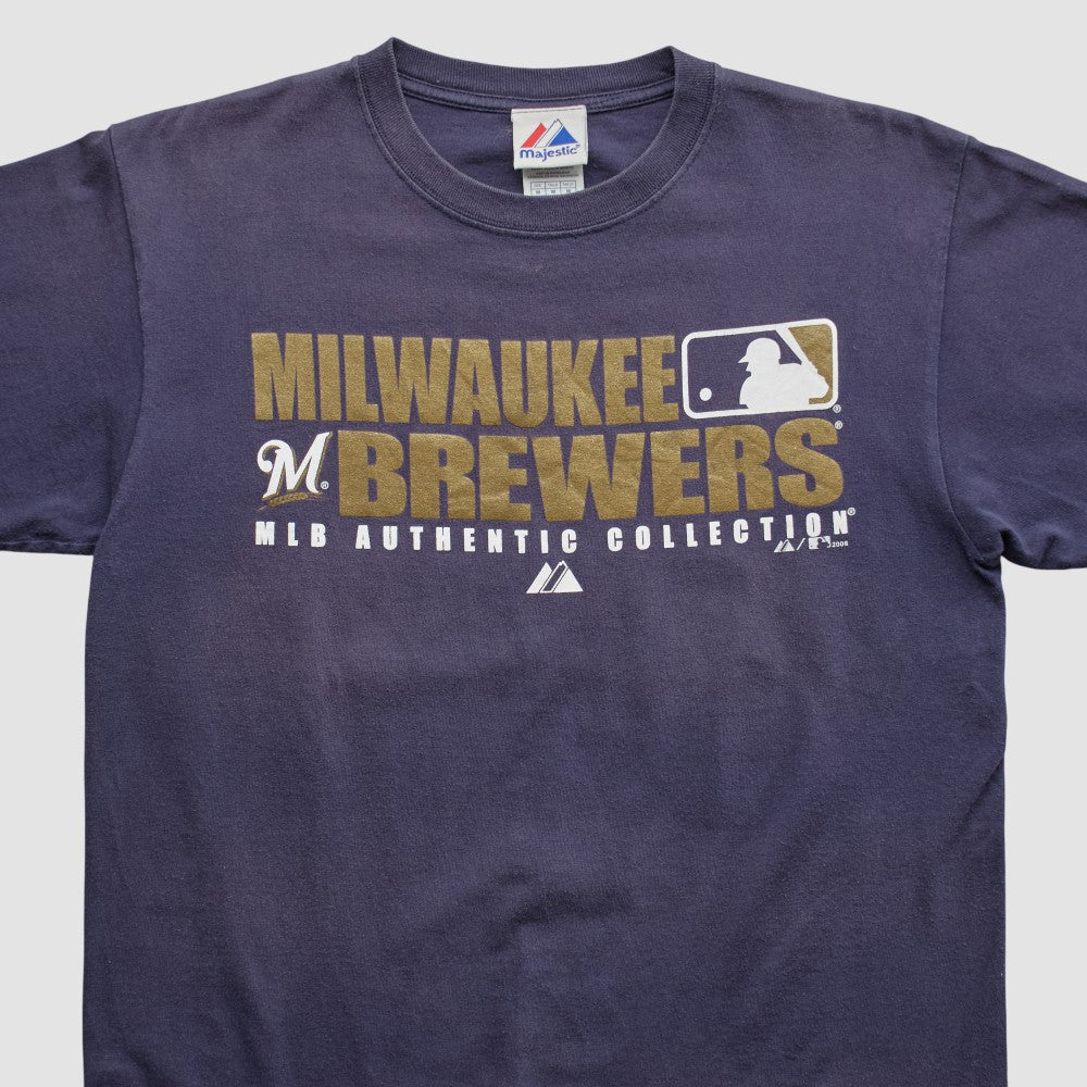 Milwaukee Brewers Majestic 2008 T-shirt - Navy - Vintage - Fanatics Discount