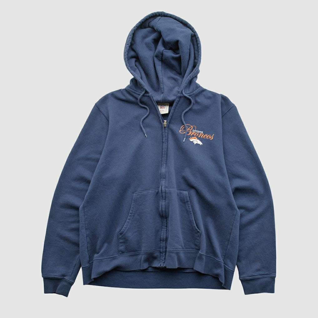 Fanatics Denver Broncos NFL 2000s Hooded Full Zip Sweatshirt Navy Vintage