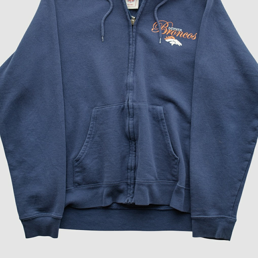 Fanatics Denver Broncos NFL 2000s Hooded Full Zip Sweatshirt Navy Vintage