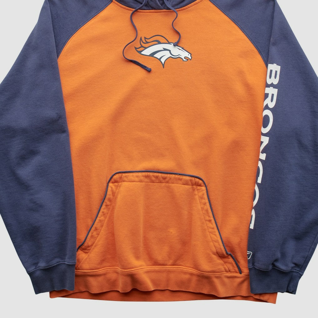 Fanatics Denver Broncos Reebok 2000s Hooded Pullover Sweatshirt Orange Vintage