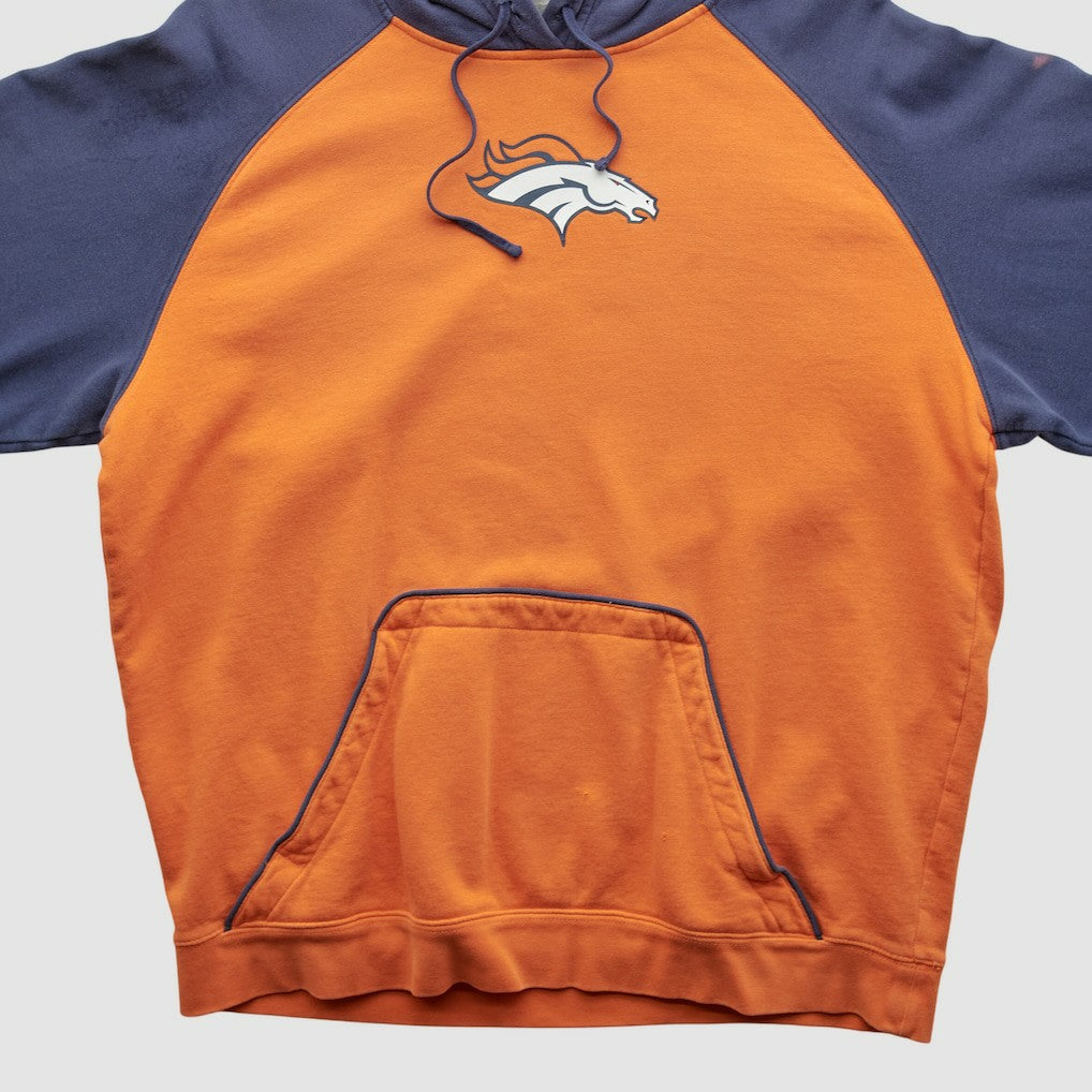 Fanatics Denver Broncos Reebok 2000s Hooded Pullover Sweatshirt Orange Vintage
