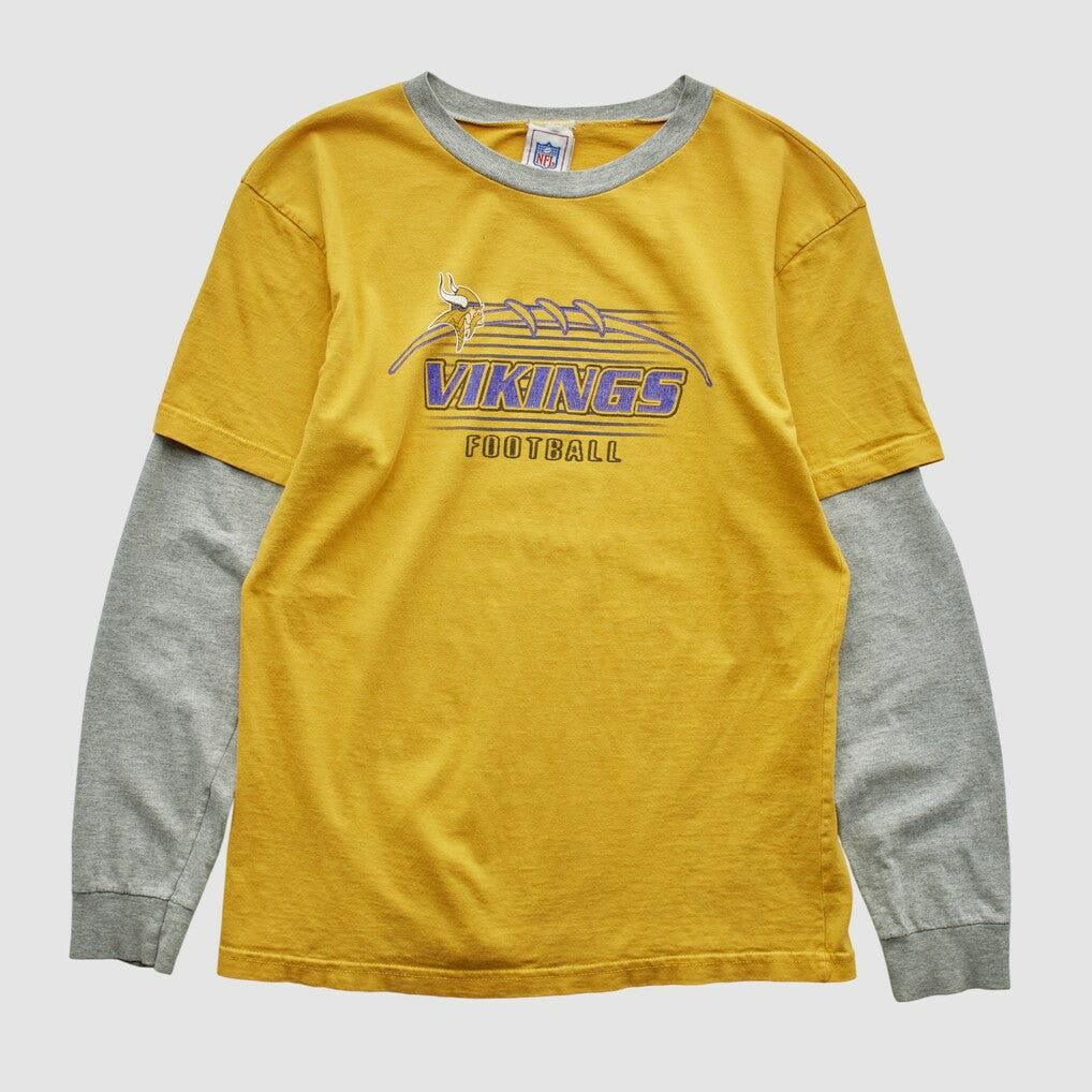Fanatics Minnesota Vikings NFL 2000s Long Sleeve T-shirt Yellow Yth L Real Vintage