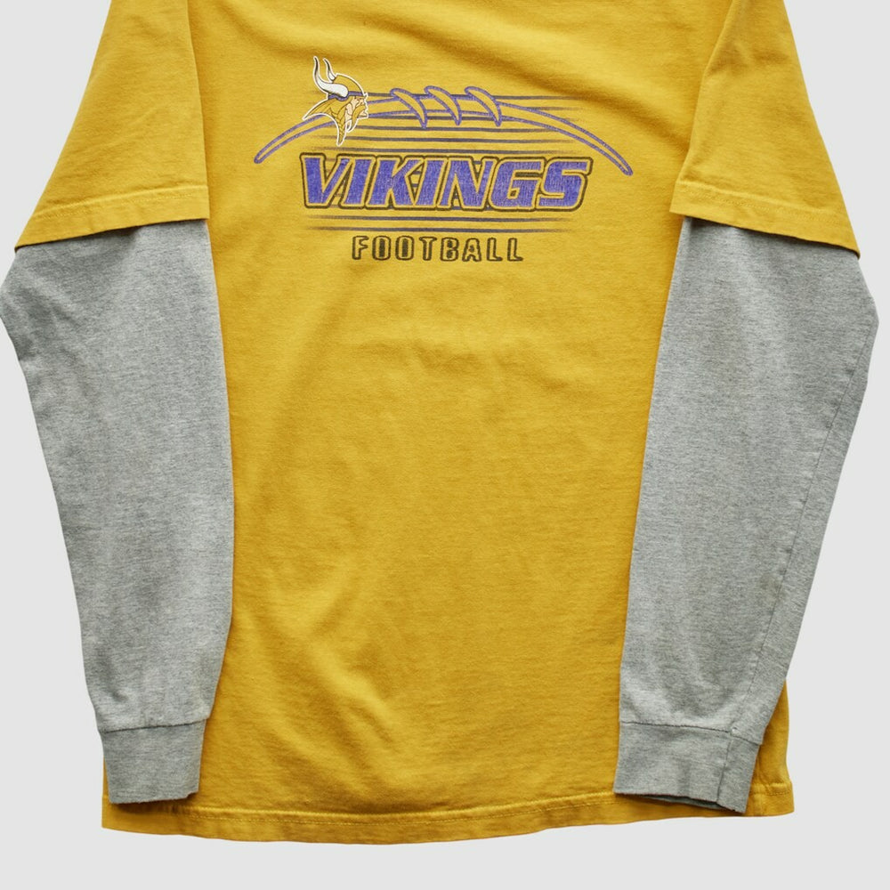 Fanatics Minnesota Vikings NFL 2000s Long Sleeve T-shirt Yellow Yth L Real Vintage
