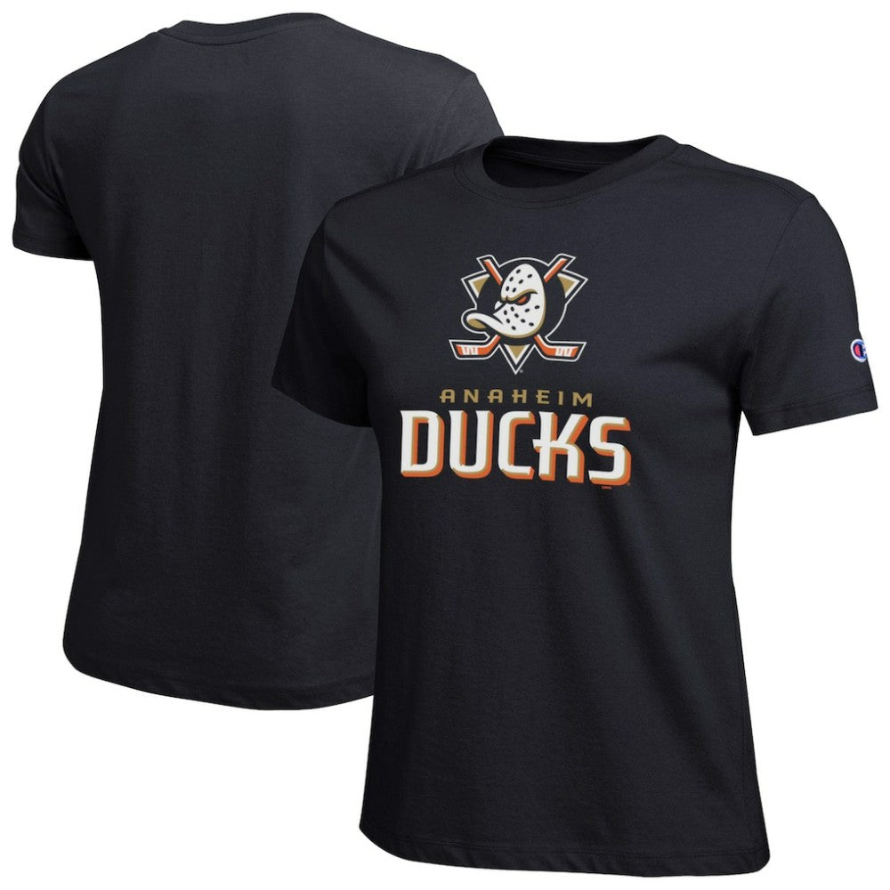 Anaheim Ducks Champion Women's Wordmark Lockup T-Shirt - Black - NHL 203898232