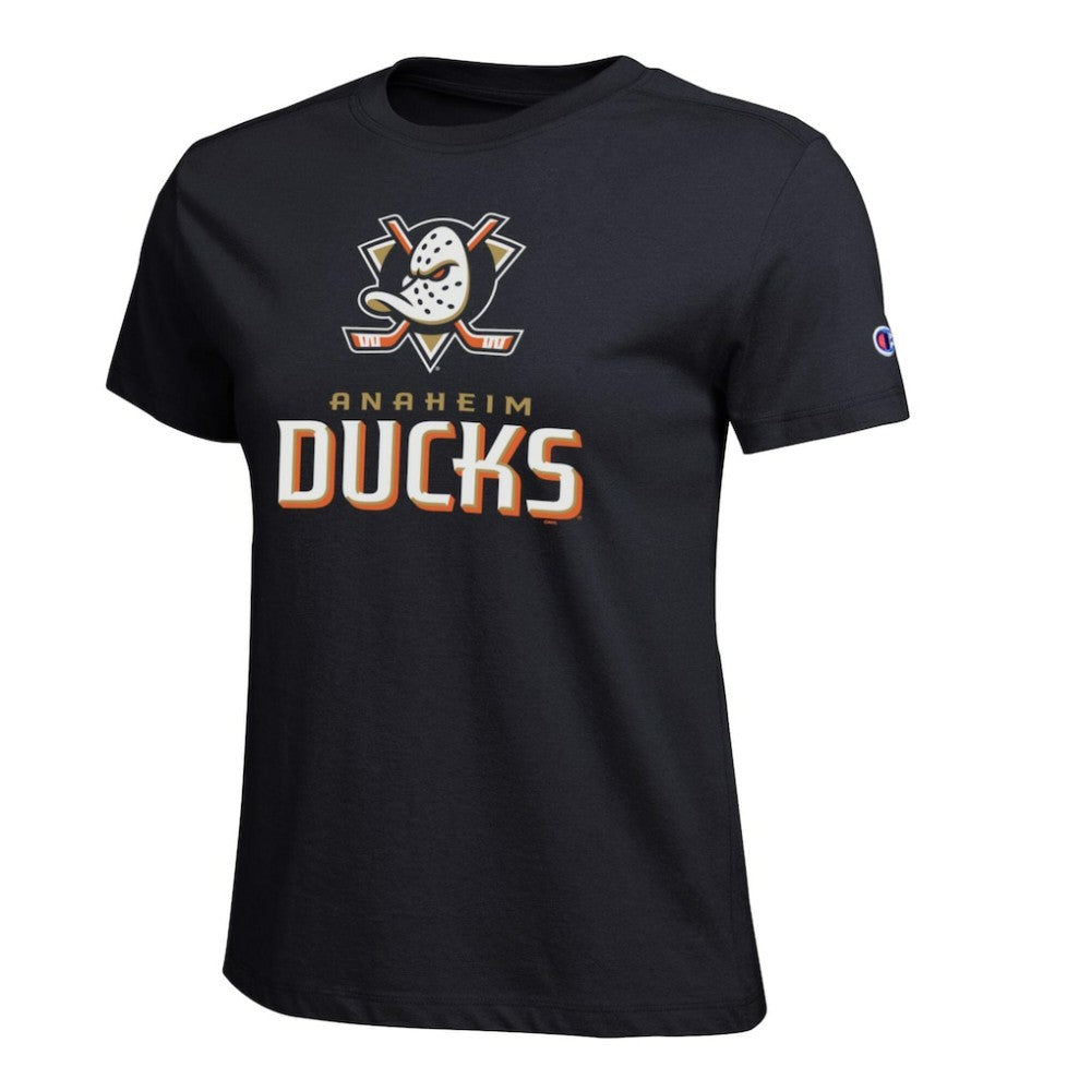Anaheim Ducks Champion Women's Wordmark Lockup T-Shirt - Black - NHL 203898232