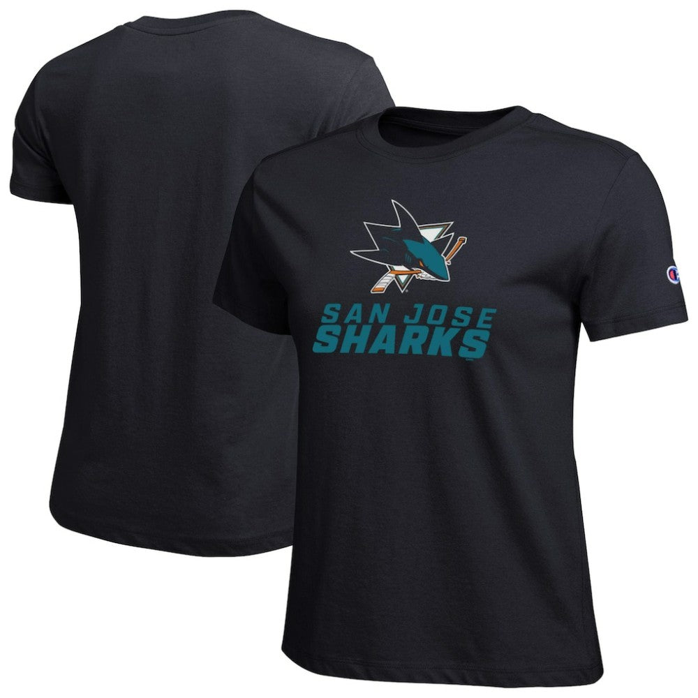 San Jose Sharks Champion Women's Wordmark Lockup T-Shirt - Black - NHL 203898242