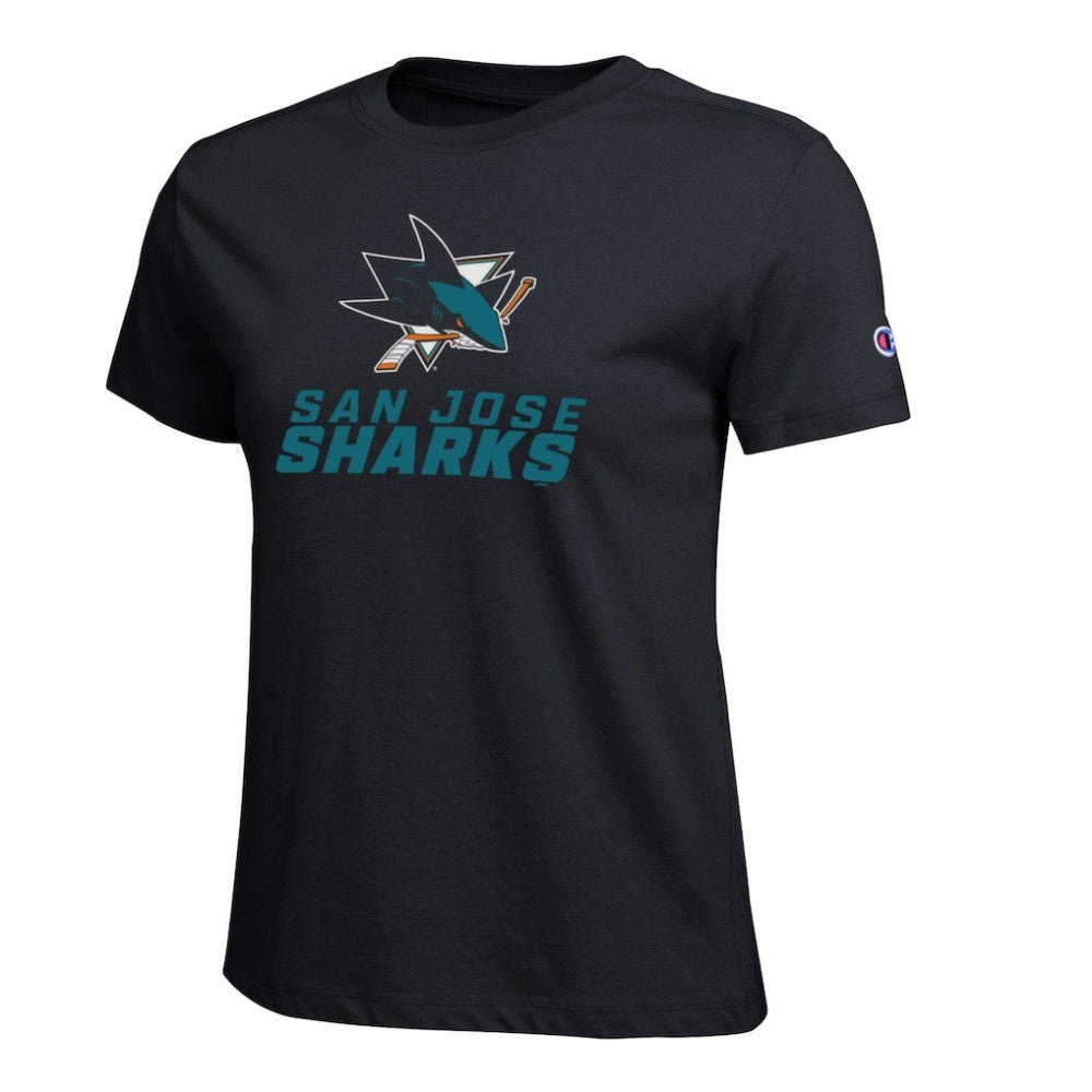 San Jose Sharks Champion Women's Wordmark Lockup T-Shirt - Black - NHL 203898242