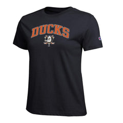 Anaheim Ducks Champion Women's Arch Mascot Logo T-Shirt - Black - NHL 203898262
