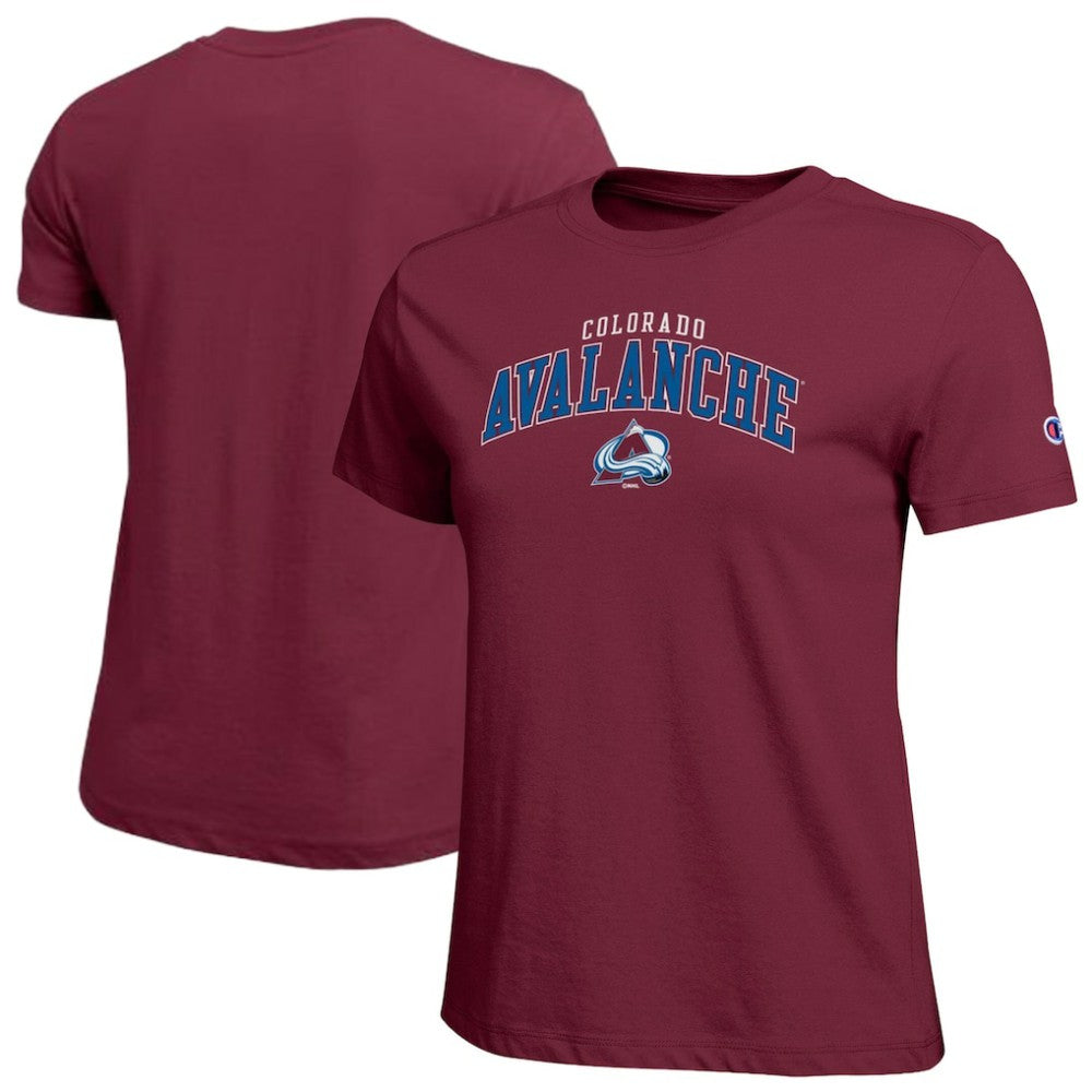 Colorado Avalanche Champion Women's Arch Mascot Logo T-Shirt - Burgundy - NHL 203898267