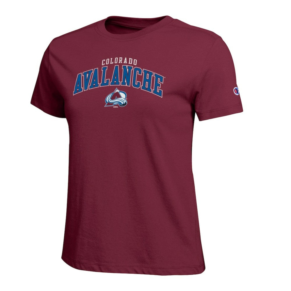 Colorado Avalanche Champion Women's Arch Mascot Logo T-Shirt - Burgundy - NHL 203898267