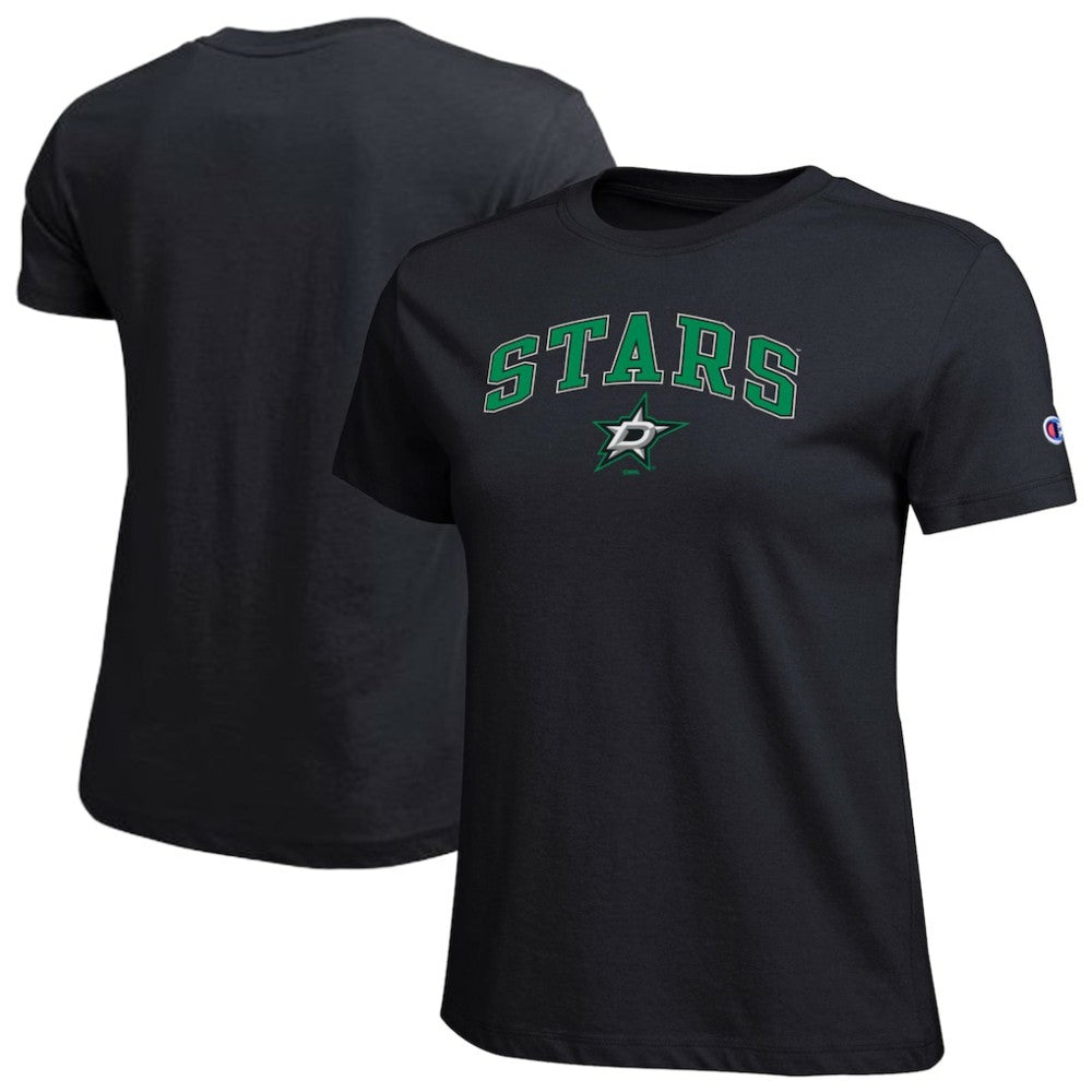 Dallas Stars Champion Women's Arch Mascot Logo T-Shirt - Black - NHL 203898269