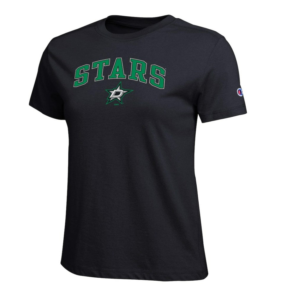 Dallas Stars Champion Women's Arch Mascot Logo T-Shirt - Black - NHL 203898269
