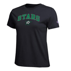 Dallas Stars Champion Women's Arch Mascot Logo T-Shirt - Black - NHL 203898269