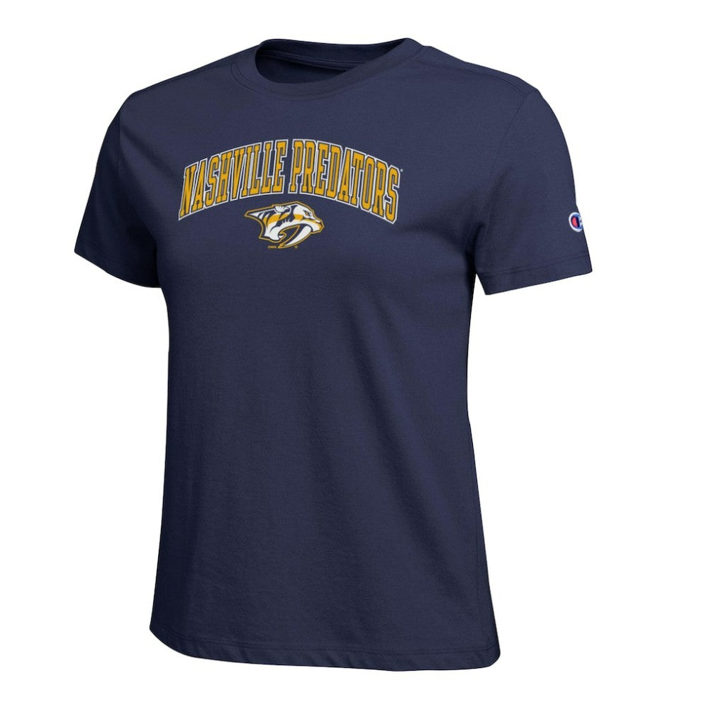 Nashville Predators Champion Women's Arch Mascot Logo T-Shirt - Navy - NHL 203898277