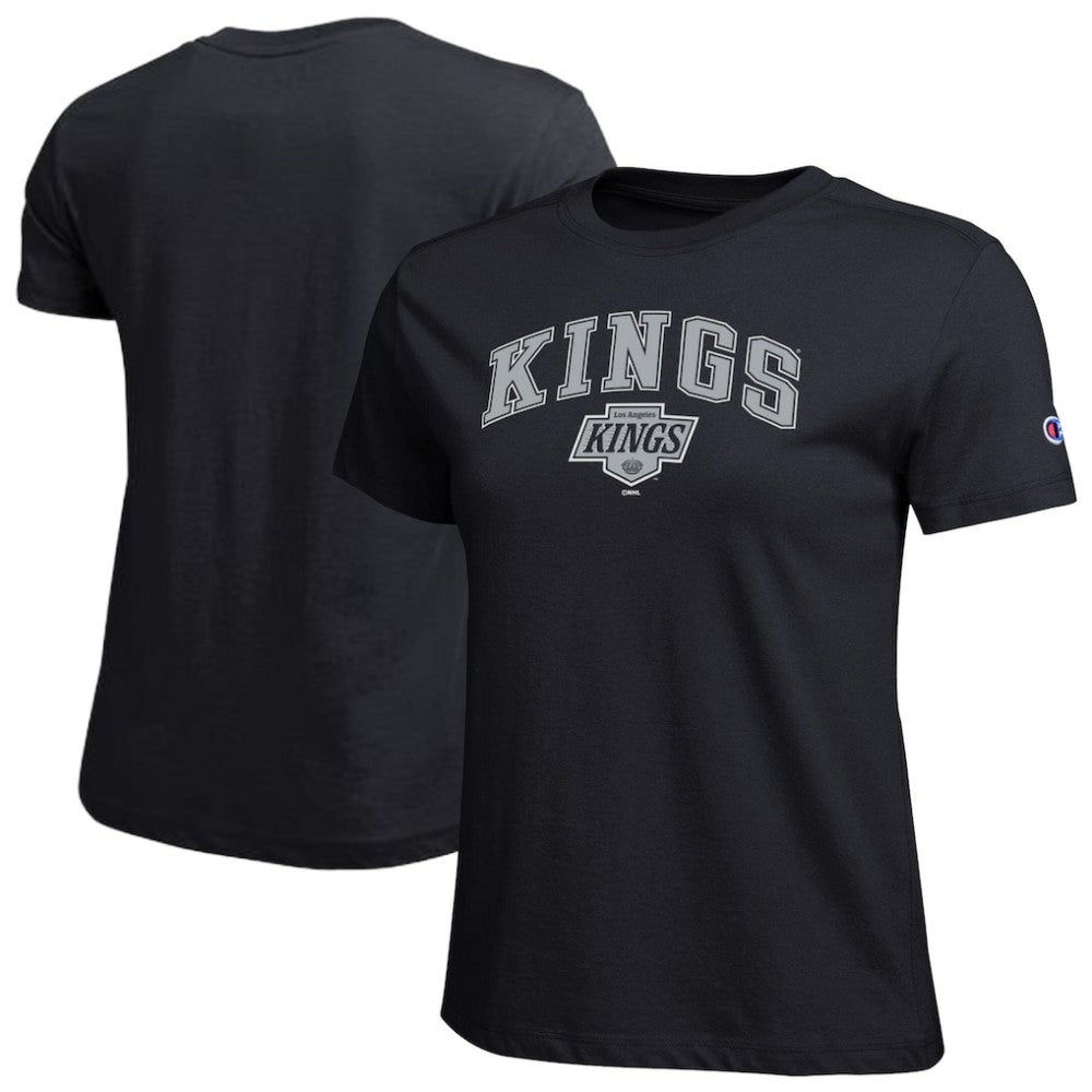 Los Angeles Kings Champion Women's Arch Mascot Logo T-Shirt - Black - NHL 203898280