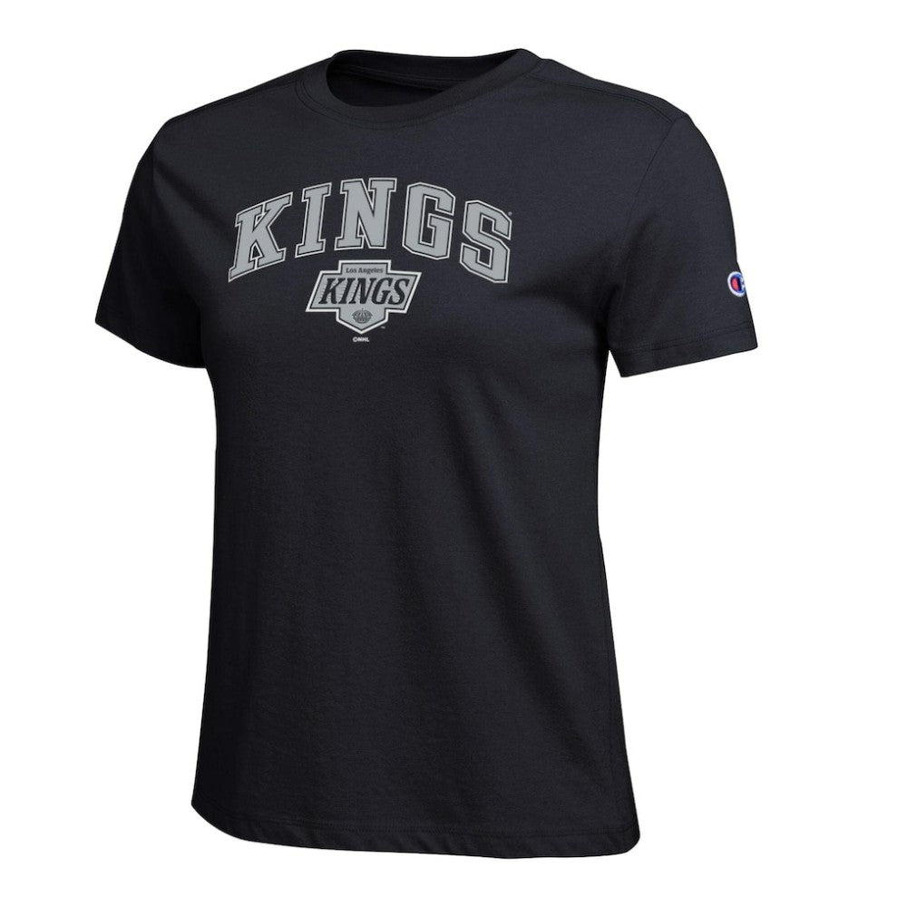 Los Angeles Kings Champion Women's Arch Mascot Logo T-Shirt - Black - NHL 203898280