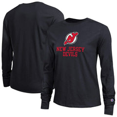 New Jersey Devils Champion Women's Wordmark Lockup Long Sleeve T-Shirt - Black - NHL 203898295