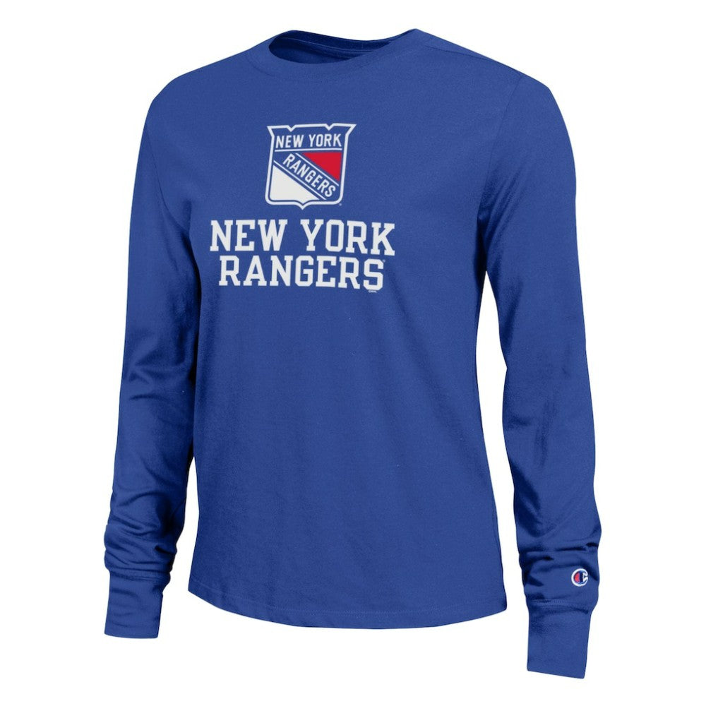 New York Rangers Champion Women's Wordmark Lockup Long Sleeve T-Shirt - Royal - NHL 203898297