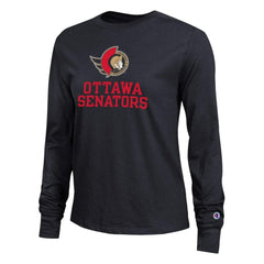 Ottawa Senators Champion Women's Wordmark Lockup Long Sleeve T-Shirt - Black - NHL 203898298