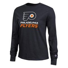 Philadelphia Flyers Champion Women's Wordmark Lockup Long Sleeve T-Shirt - Black - NHL 203898299