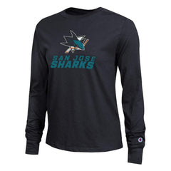 San Jose Sharks Champion Women's Wordmark Lockup Long Sleeve T-Shirt - Black - NHL 203898302
