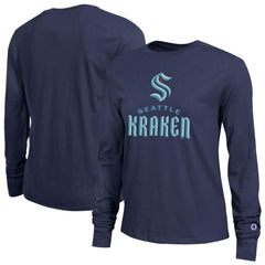 Seattle Kraken Champion Women's Wordmark Lockup Long Sleeve T-Shirt - Navy - NHL 203898303