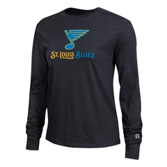 St. Louis Blues Champion Women's Wordmark Lockup Long Sleeve T-Shirt - Black - NHL 203898304