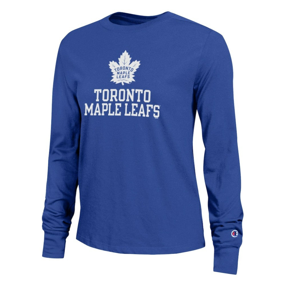 Toronto Maple Leafs Champion Women's Wordmark Lockup Long Sleeve T-Shirt - Royal - NHL 203898306