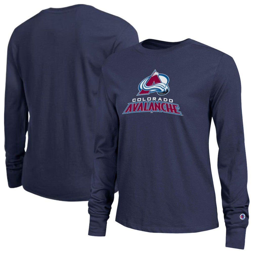 Colorado Avalanche Champion Women's Wordmark Lockup Long Sleeve T-Shirt - Navy - NHL 203898310
