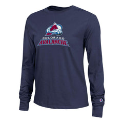 Colorado Avalanche Champion Women's Wordmark Lockup Long Sleeve T-Shirt - Navy - NHL 203898310