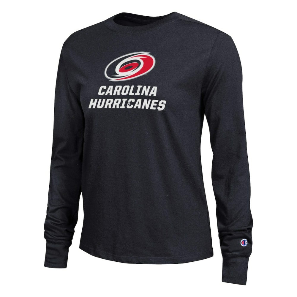 Carolina Hurricanes Champion Women's Wordmark Lockup Long Sleeve T-Shirt - Black - NHL 203898316
