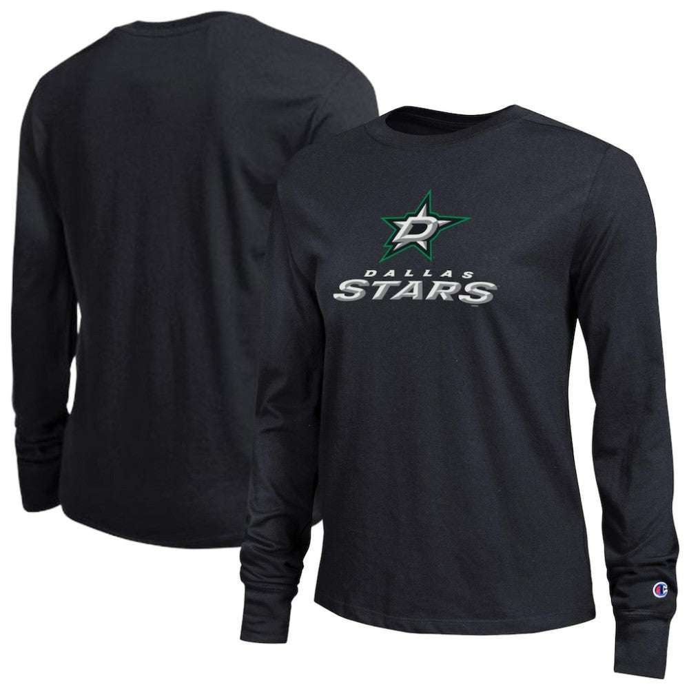 Dallas Stars Champion Women's Wordmark Lockup Long Sleeve T-Shirt - Black - NHL 203898320